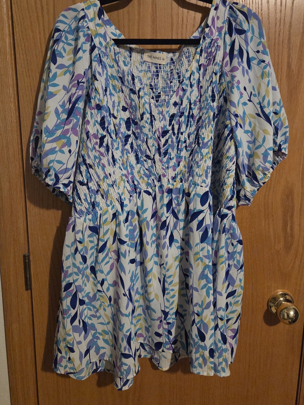 The Nines Boutique Floral Smocked Babydoll Tunic - Blue, Purple, Yellow